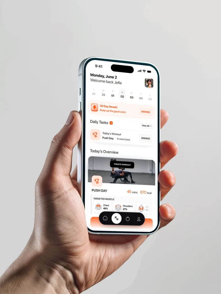 Sculpt app mockup showing fitness tracking interface