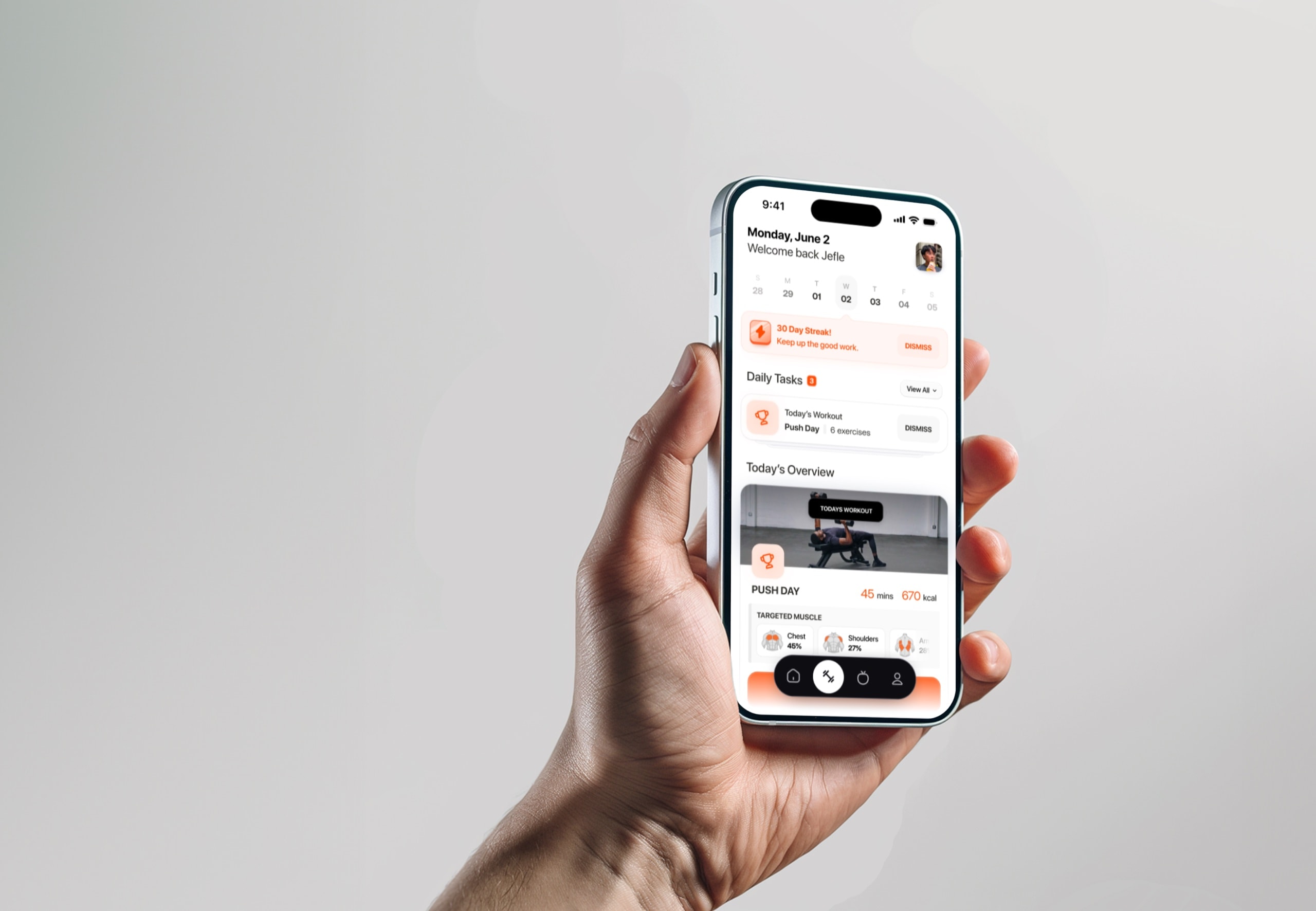 Sculpt app mockup showing fitness tracking interface