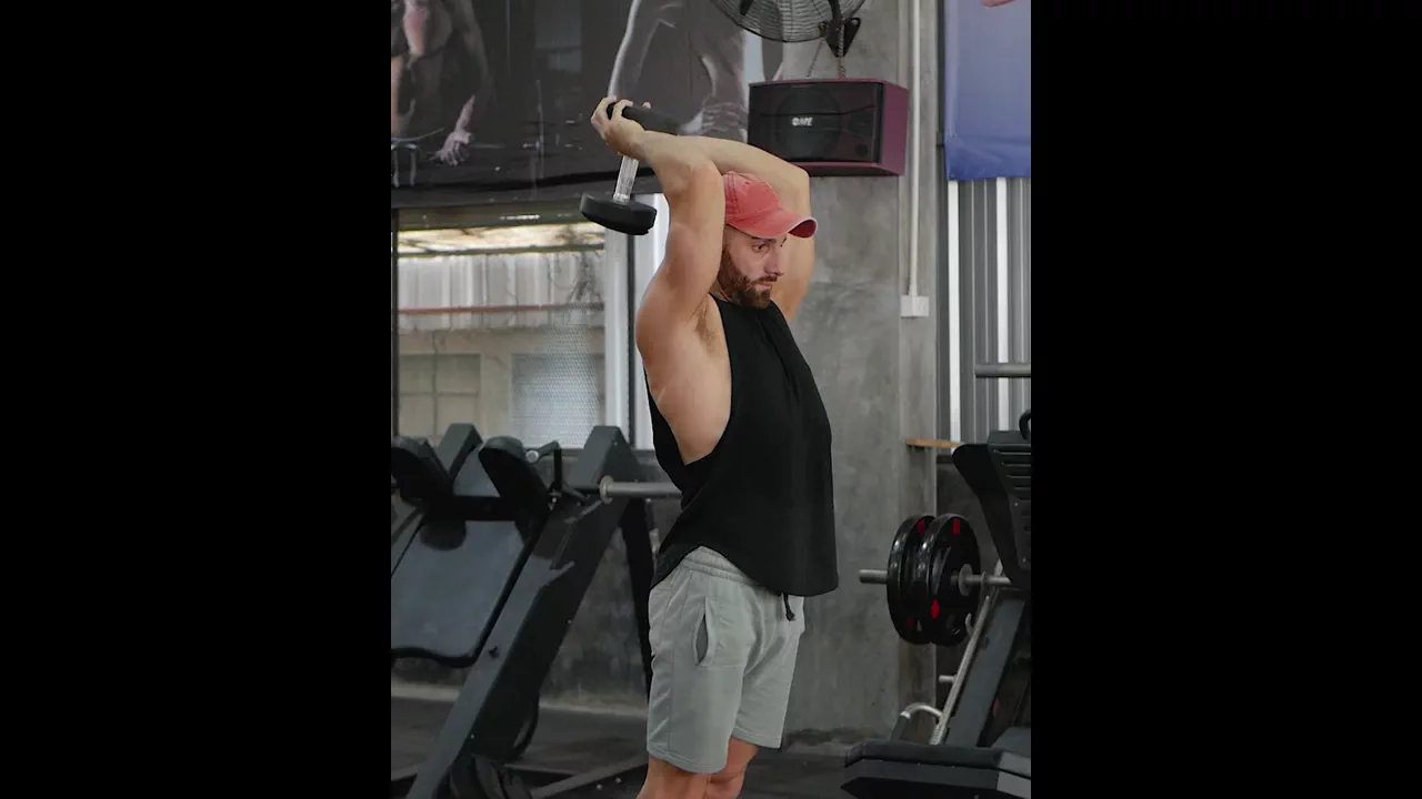Dumbbell Overhead Triceps Extension With Pause exercise