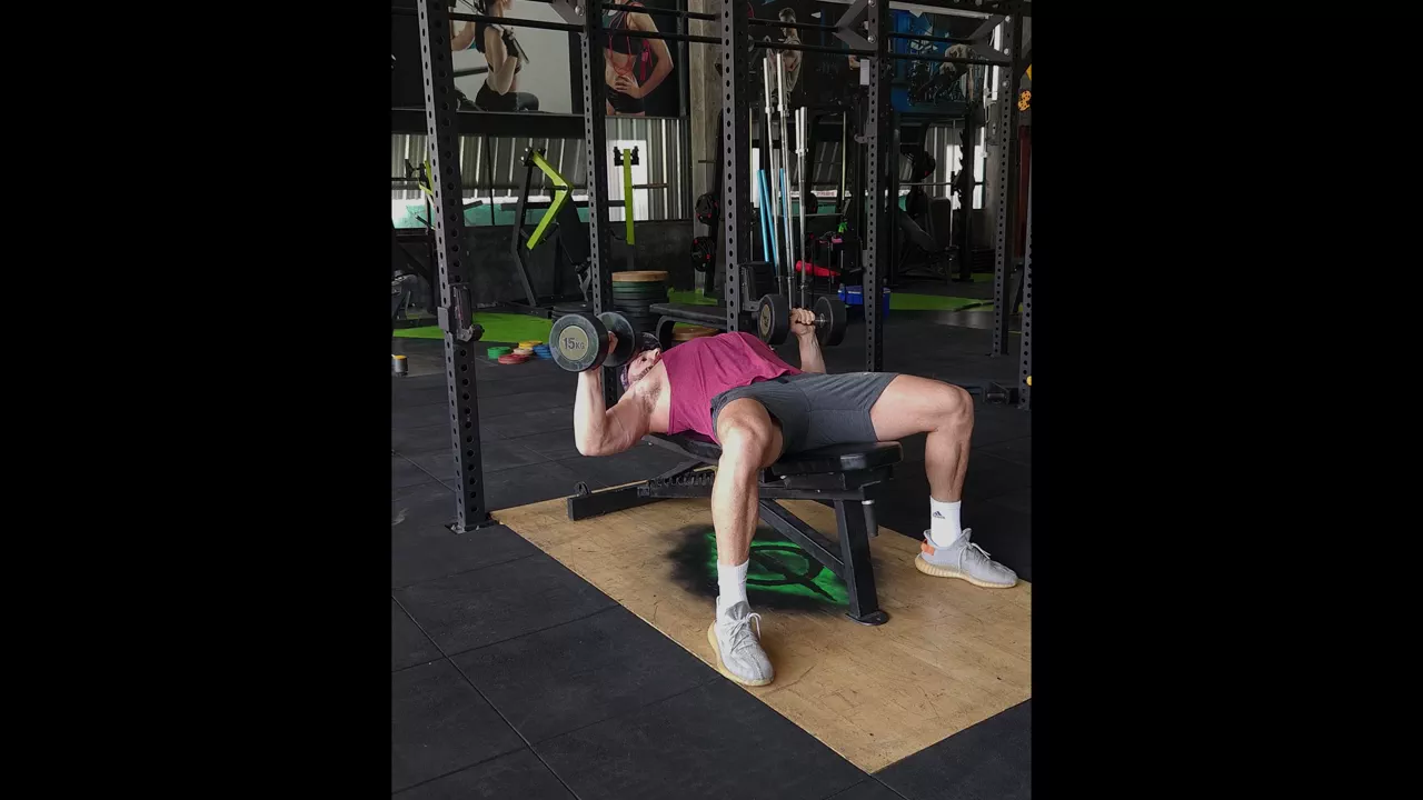 Flat Bench Dumbbell Press exercise