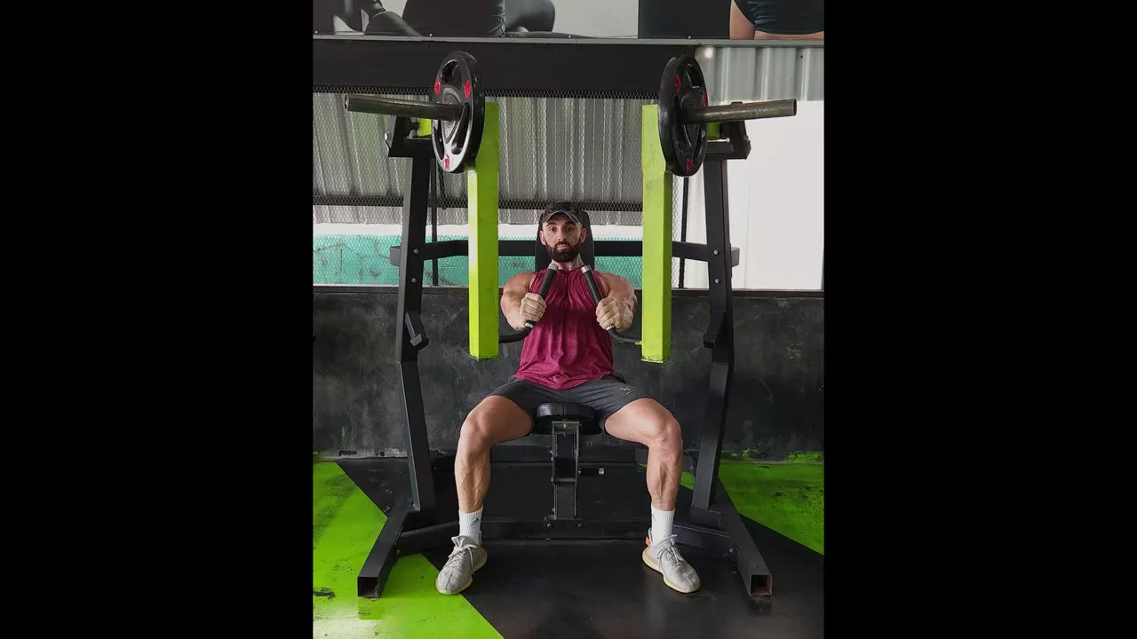 Seated Leverage Decline Chest Press exercise