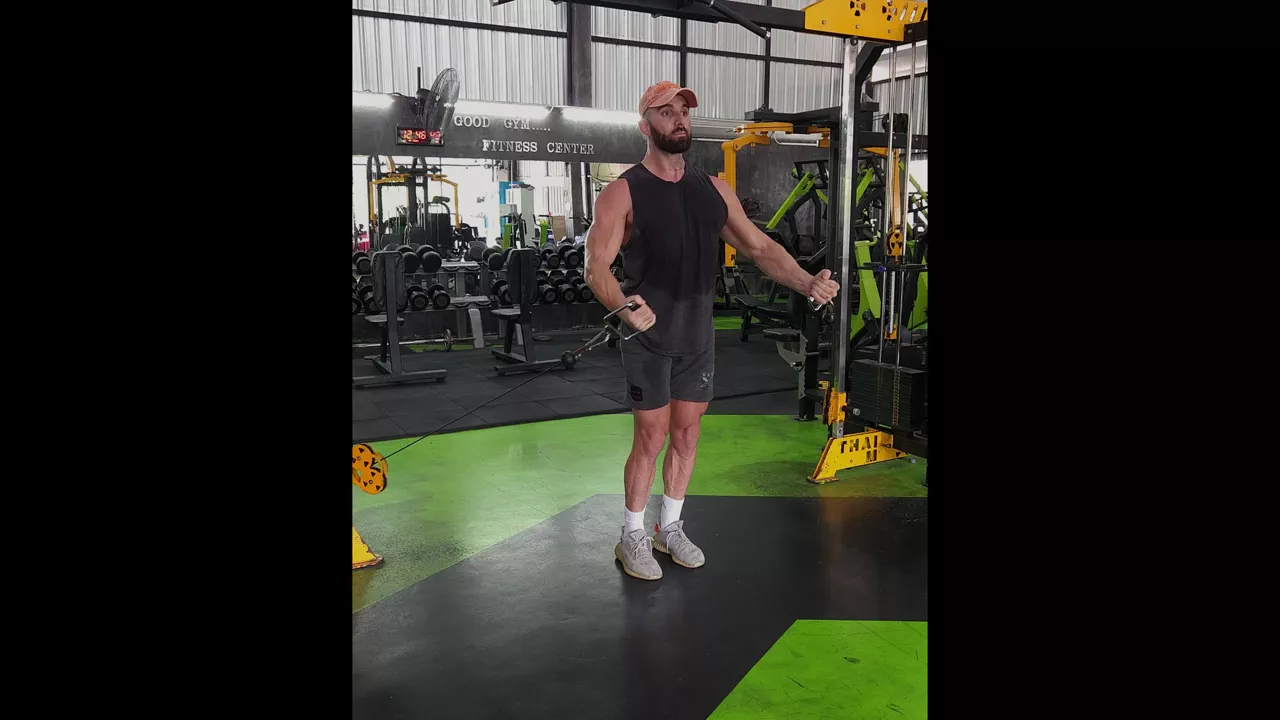 Low To High Standing Cable Chest Fly exercise